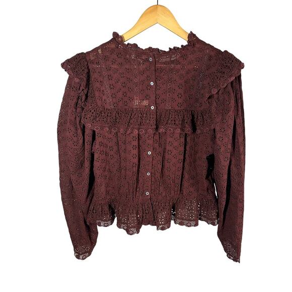 Doen Floryn Romantic Lace Eyelet Top Antique Walnut Size XL - Picture 3 of 15